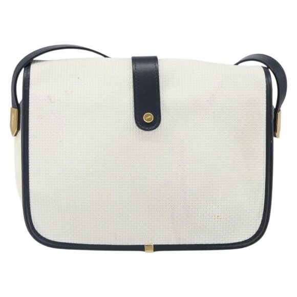 Authentic SAINT LAURENT Shoulder Bag PVC White Gold - Picture 9 of 16